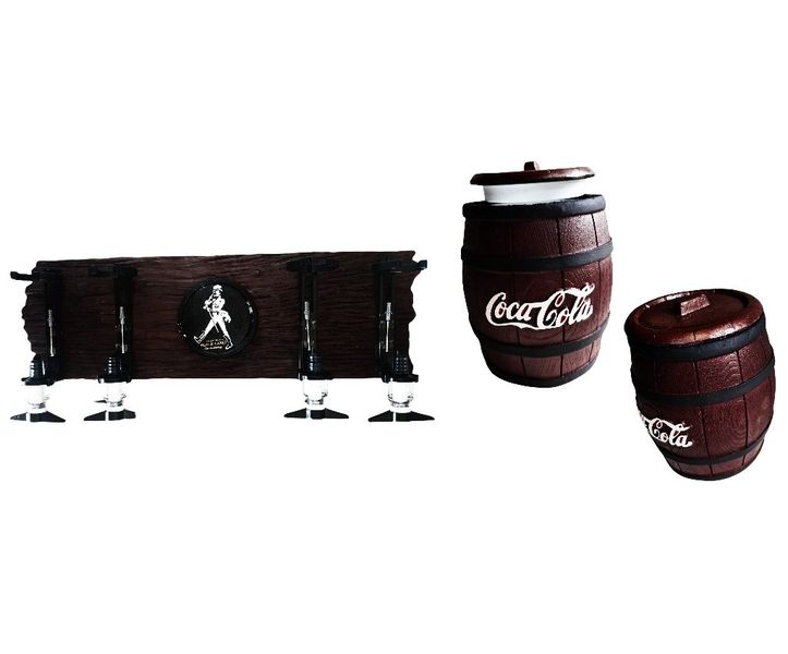 Johnny Walker - 4 Optic Sleeper Wood dispenser &amp; Coca-Cola Ice Bucket