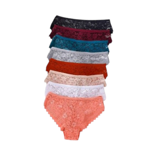 8 Pack Elegant Lace Comfort Briefs Set - Small - Multi Color