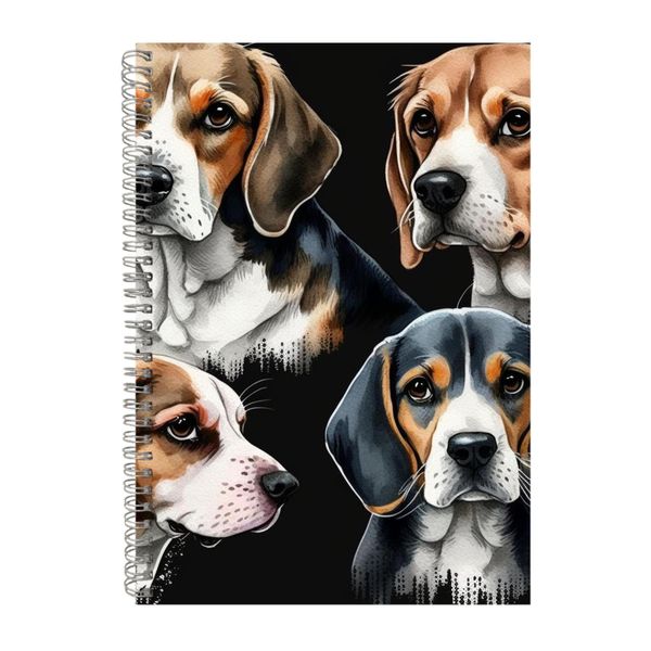 Beagles Watercolor Dark Background Notebook Gift Idea Notepad Pad 107