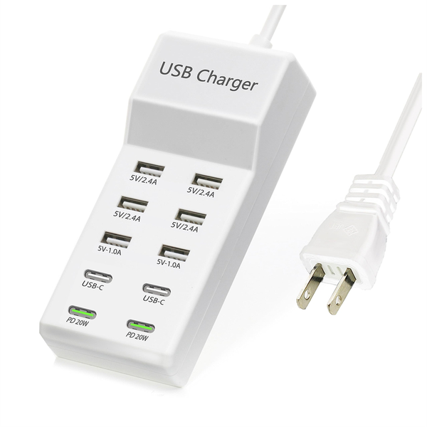 10 Port Usb Charger Station Usb C Charger Block Charging Hub Eu Plug