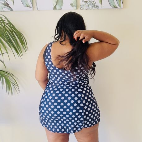 Plus size outlet polka dot swimdress