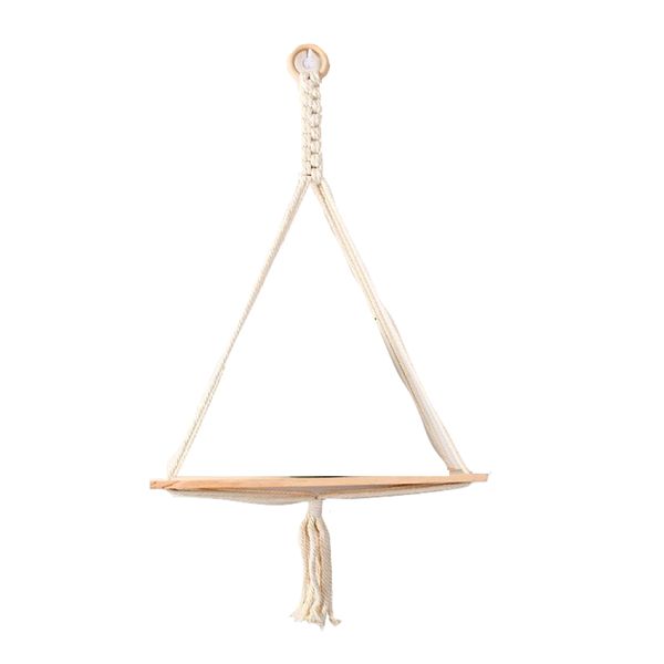 Home Decor Boho Macrame Tapestry Crochet Hanging Shelf Double Layer