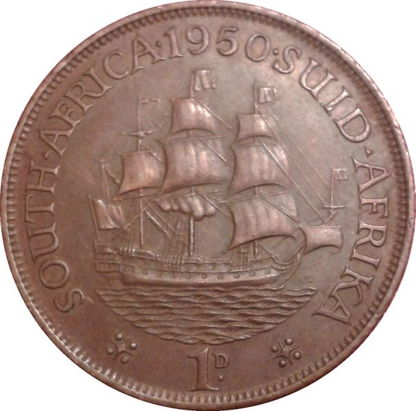 1950 South Africa 1 Penny Coin