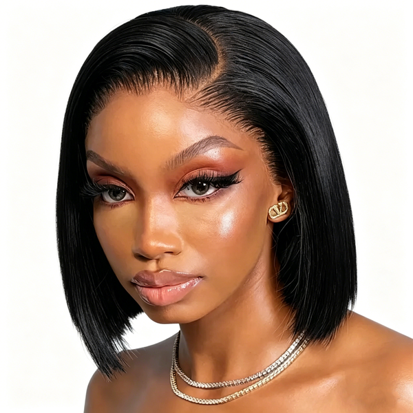 10Inch Vietnamese Hair Double Drawn Straight Full Lace Front Short Bob Wig