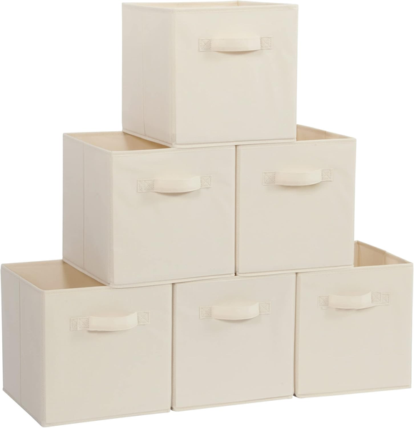 27cm Fabric Storage Boxes Foldable with Handles 6-Pack for Organizing