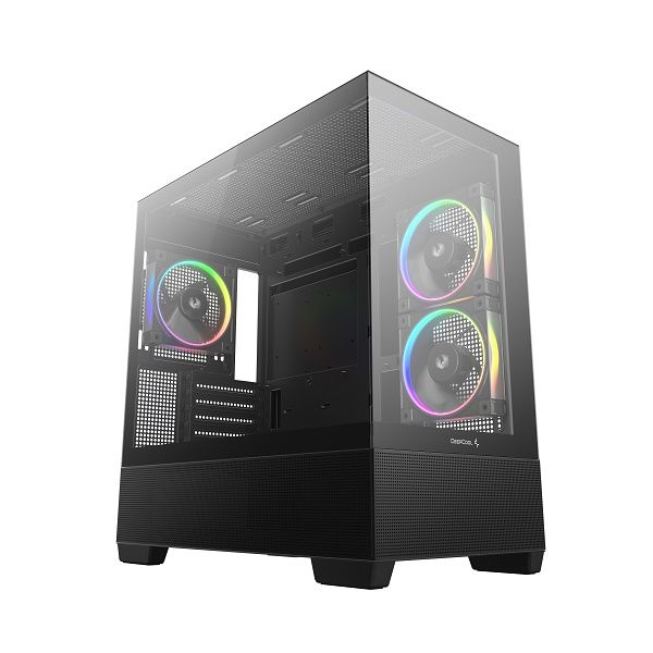 DeepCool CG380BK Panoramic Micro-ATX Case W/TG+3XARGB Fans - Black Colour
