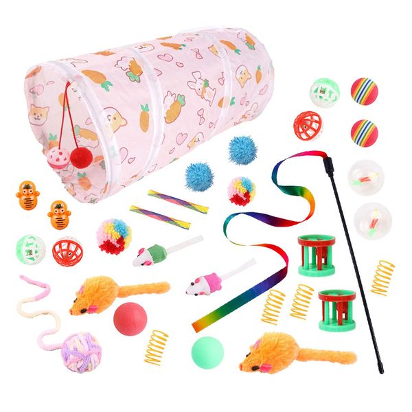 31pcs Interactive Cat Toys Set Foldable Tunnel &amp; Teaser Wand &amp; Balls Mice