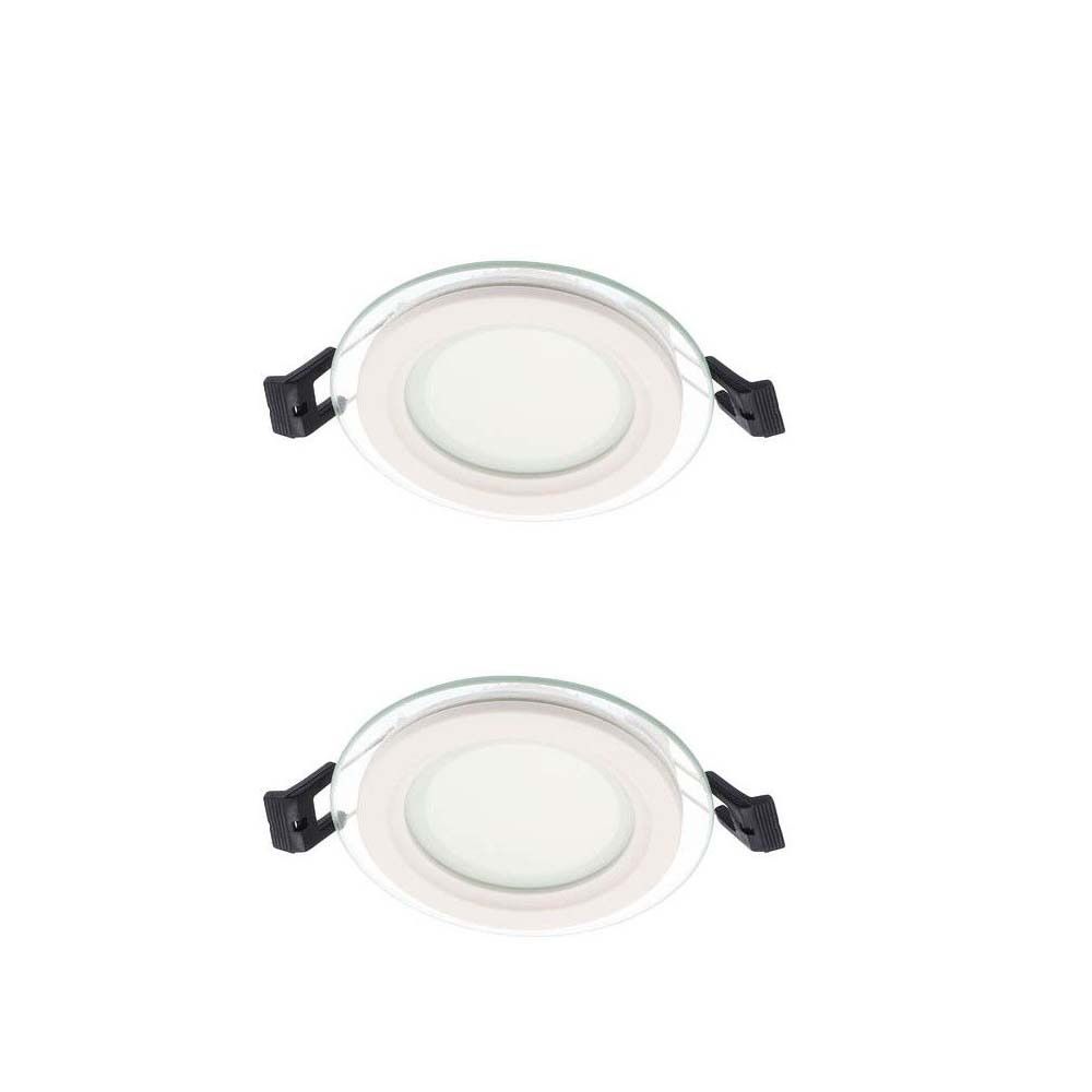 VITO LED Square Panel Downlight Recessed 75mm Glass Lena 6w Set of 2