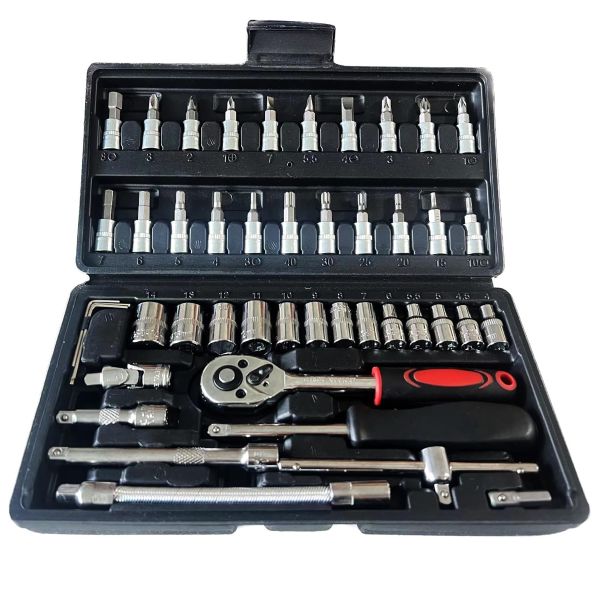 Tools Set 46 Piece 1/4-Inch Socket Set Car Vehicle Repair Set