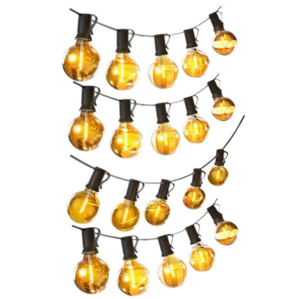 20 Bulb IP44 Rated Solar-Powered LED String Lights - 12M - Black