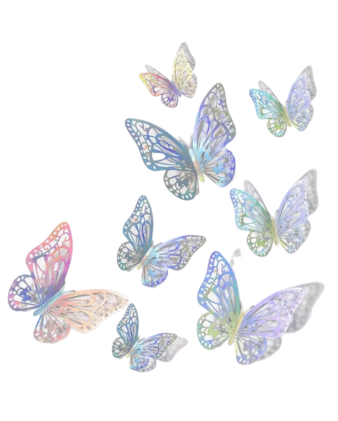 Holographic Butterfly Cupcake/Cake Toppers - Set of 12