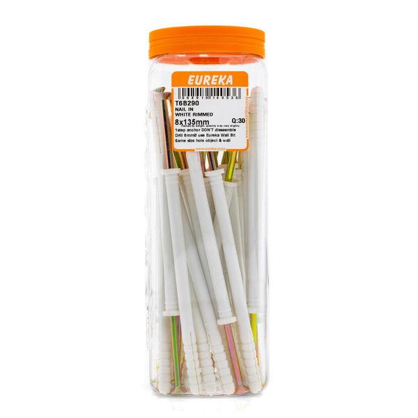 EUREKA Nail-In Anchor White Rimmed 8 x 135mm Q:30 T6B290