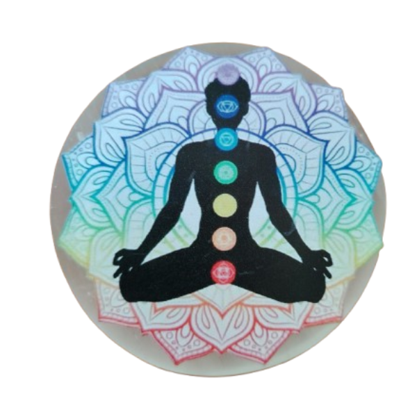 8.5cm Natural Crystal Selenite Charging Plate - 7 Chakras Meditation