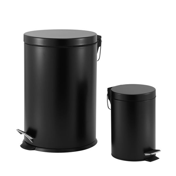 Casa Roma 3l + 20l Steel Pedal Bin Combo Set - Black Matte