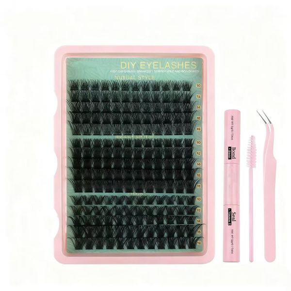 180 Pieces DIY Thin Eyelash Clusters 10-16mm Eyelash Extension Kit