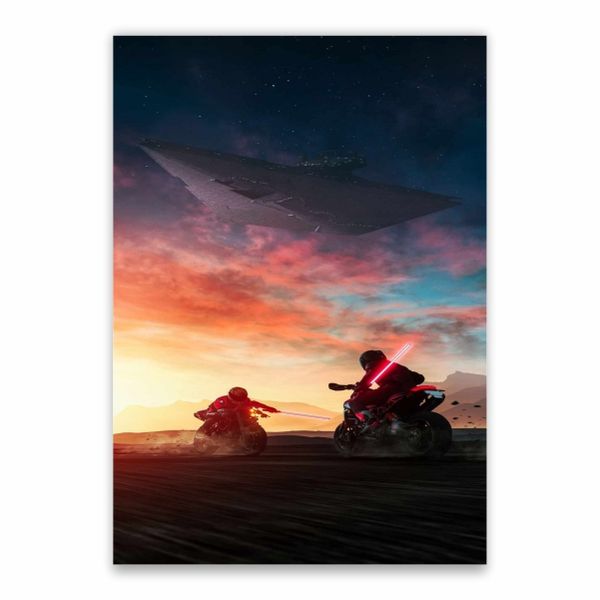 Motor Bike Battle Star Wars Poster - A1