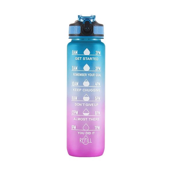 Motivational Time Marker Water Bottle - Blue and Purple