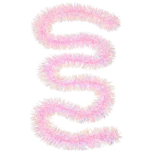 200cm Plastic Iridescent Tinsel Garland - Pink