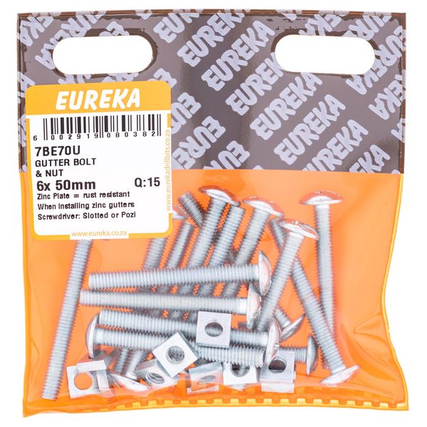 EUREKA Gutter Bolt &amp; Nut 6 x 50mm Q:15 7BE70U