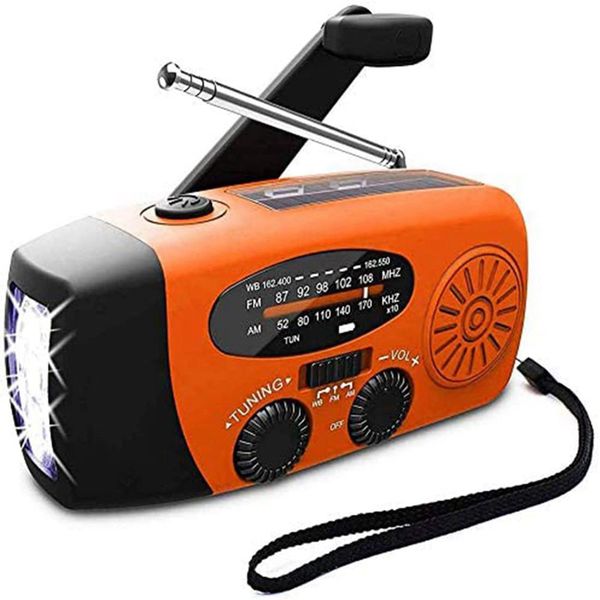 Portable Radio 1000mah Solar Hand Crank with Led Flashlight SOS Alarm