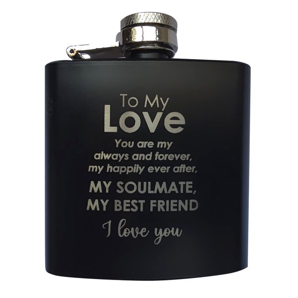 To My Love Mini Stainless Steel Black Hip Flask Gift