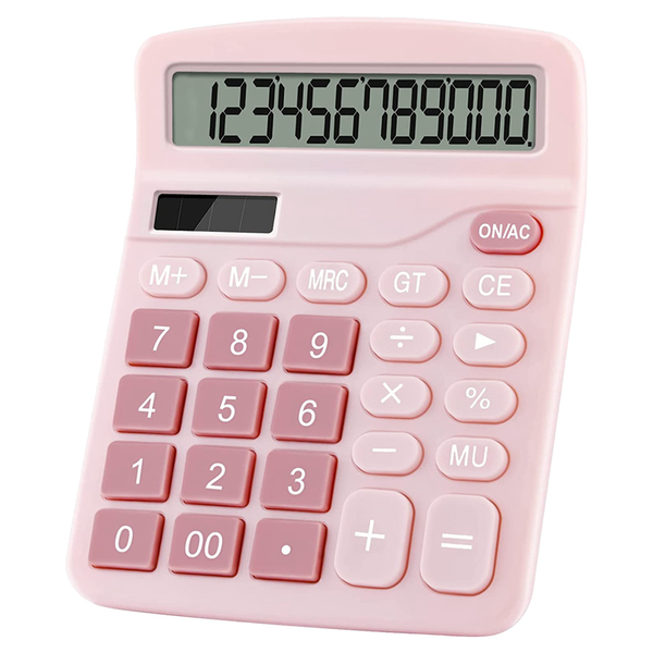 12 Digits Electronic Calculator Solar Calculator-Pink