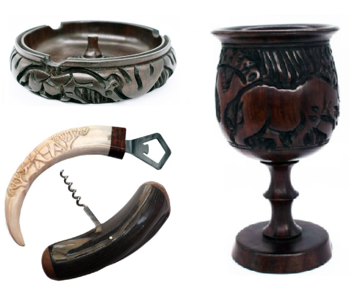 4 Piece Exquisite Hand Crafted Ultimate Bar Set Combo - Springbok Horn
