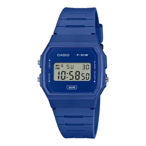 Casio Mens Blue Digital Rubber Strap Watch-F-91WB-2A1DF