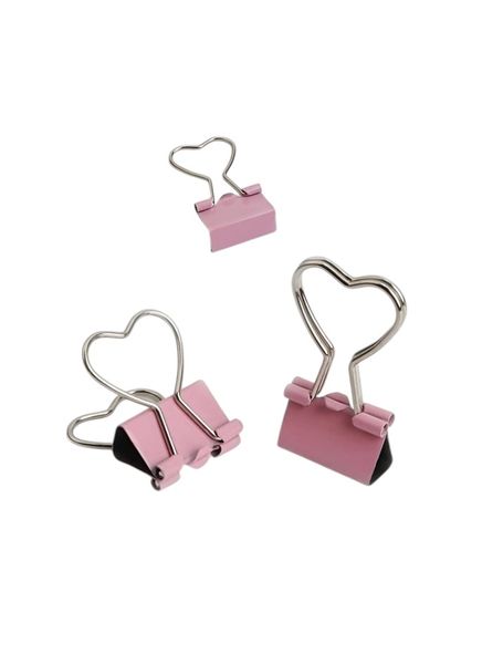 3 Piece - Heart-Shaped Paper Clips - Pink