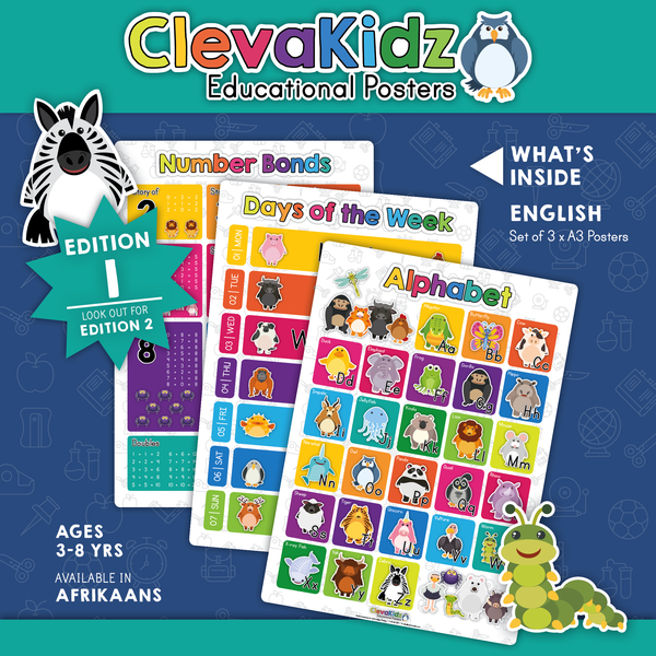 ClevaKidz – Educational Posters – English Set 1st Edition