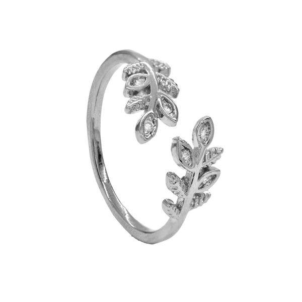 iDesire Double Leaf Cubic Zirconia Adjustable Ring