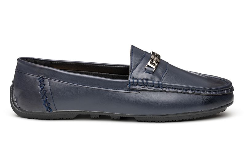 TTP Men's Moccasin with Metal Buckle Decor on Vamp