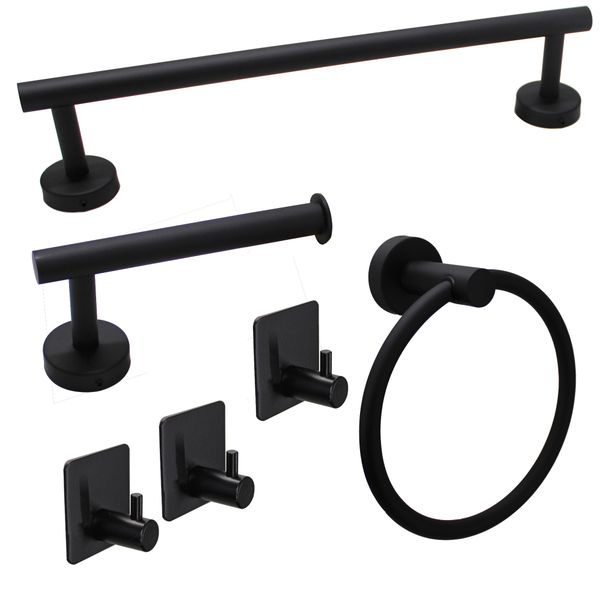 LMA 6 Piece DIY Bathroom Accessories Set - Round Ring Towel Holder