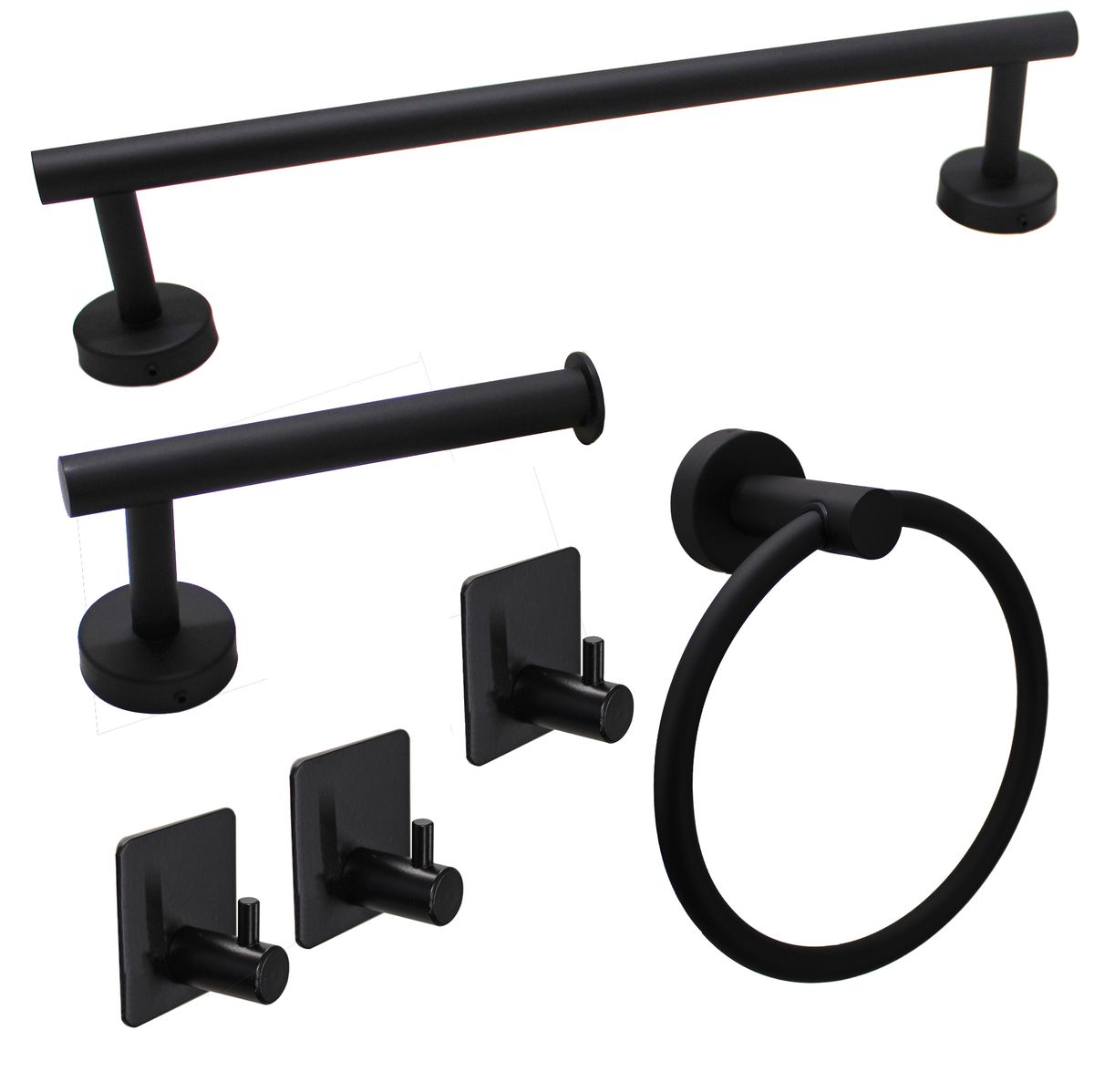 LMA 6 Piece DIY Bathroom Accessories Set - Round Ring Towel Holder