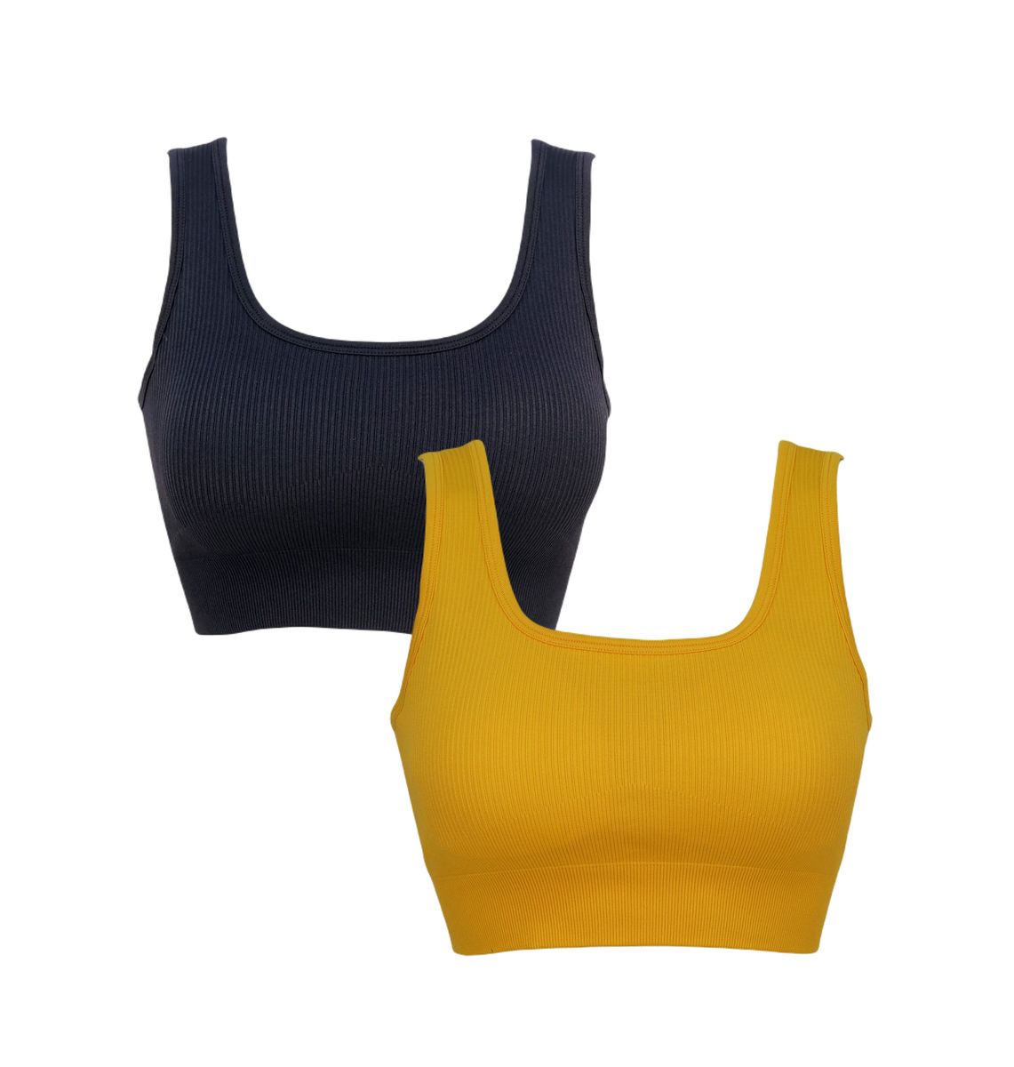 Seamless Sport Bra for Women Ribbed Workout Cropped Tank Yoga Top Padded