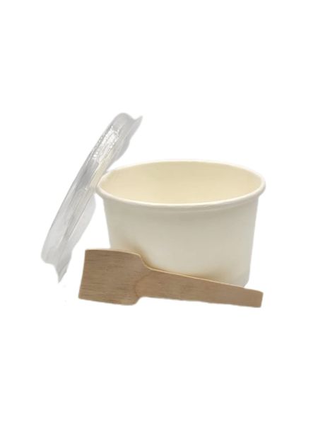 Ice Cream Tub White /7cm Ice Cream Scoop With Flat Lid - 90ml - 25 pack