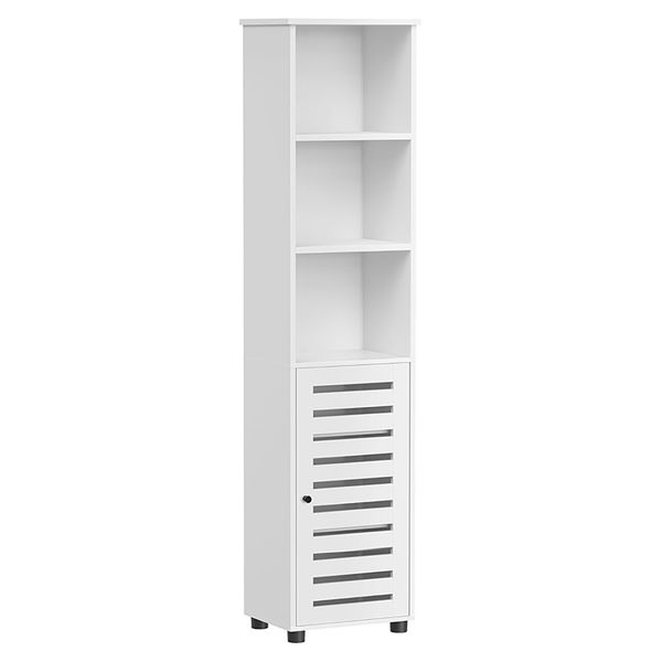 Tall White Storage Cabinet - 3 Shelves &amp; Door for Bath or Hallway