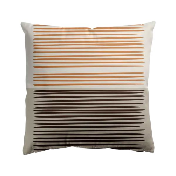 Thin Lines Beige Plush Brown Luxury Scatter Cushion Cover 60cmX60cm