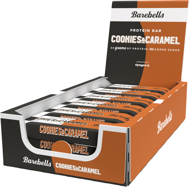 Barebells High Protein, No Added Sugar Bar, 12 x 55g- Cookies &amp; Caramel