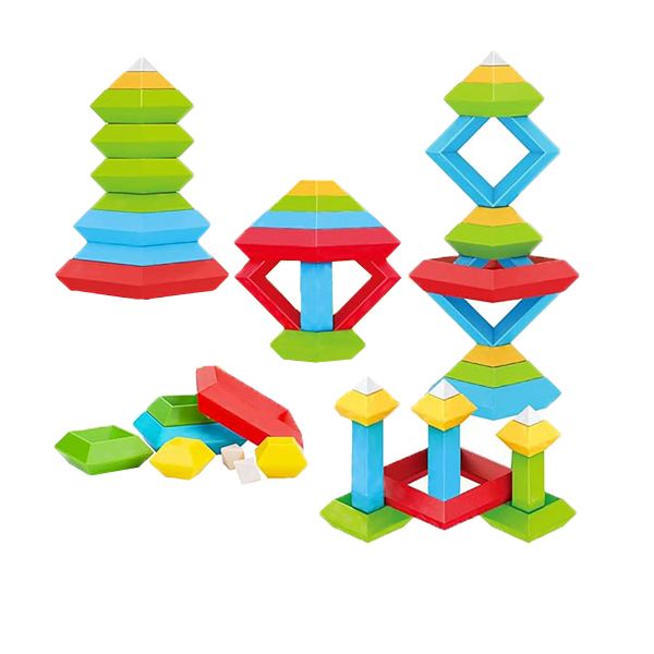 60Piece Stacking Building Blocks Toy for Toddlers Montessori Preschool Toys