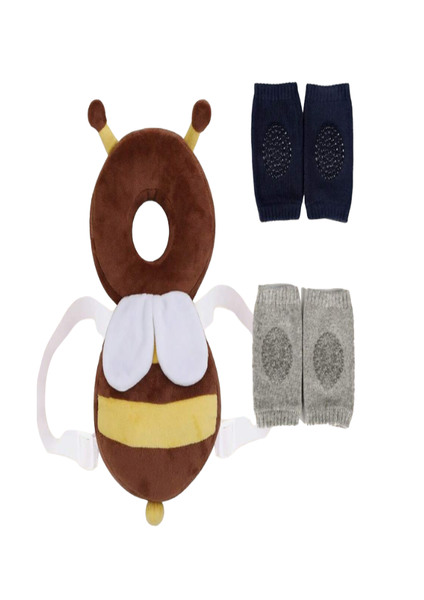 Brown Bee Anti Fall Baby Backpack Pillow With Knee Pads