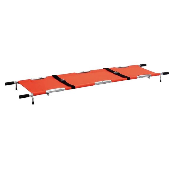 4 Fold Aluminium Stretcher with Carrier Bag - Orange