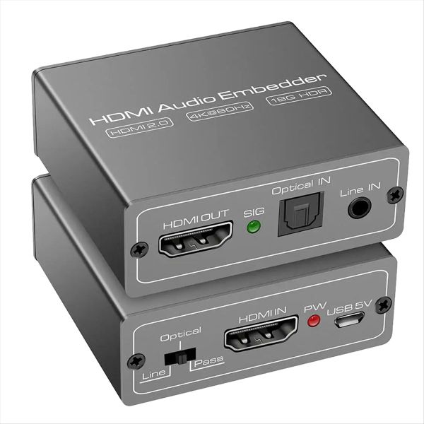 Hdmi-Compatible Audio Converter 4K 60Hz Hdmi Audio Extractor Adaptor