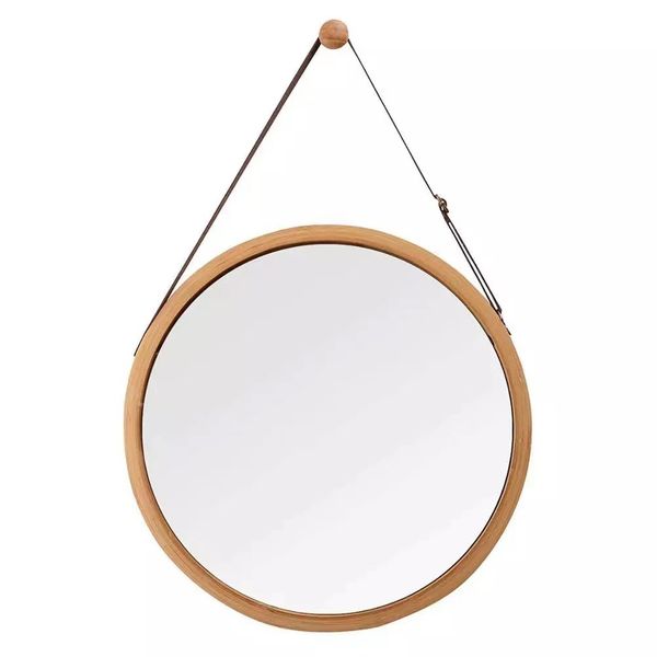 38cm Round Hanging Bamboo Modern Wall Mirror