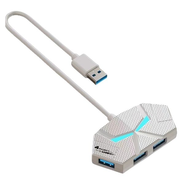 FEMORO 4-Port USB 3.0 Hub with LED Lights Compatible with Laptop PC &amp; Mac