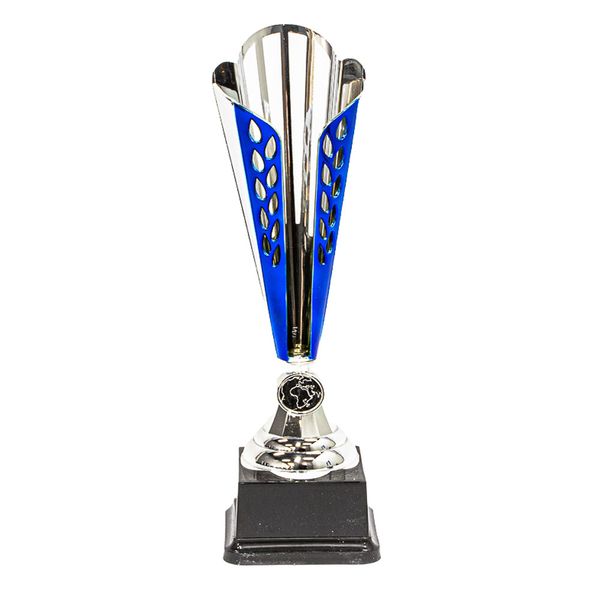 Premier Silver &amp; Blue Small 34cm Trophy on Black Base