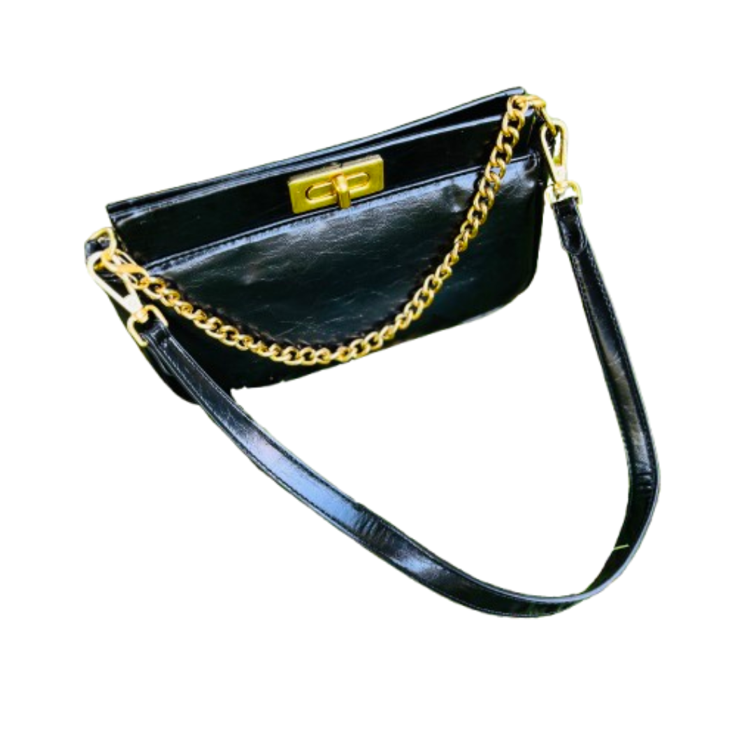 Women's Minimalist Turn-Lock Shoulder Bag
