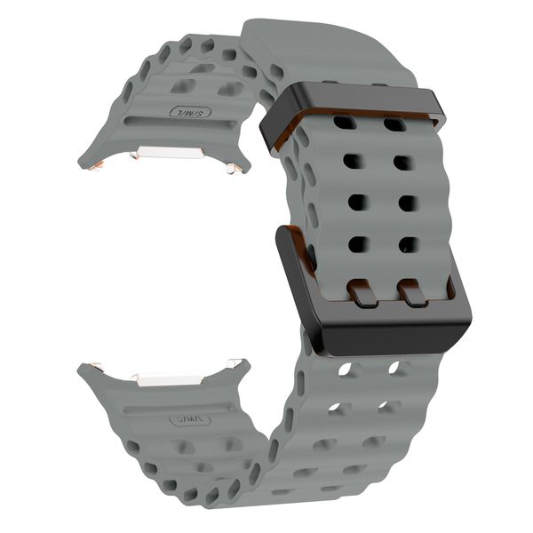 Silicone Marine Strap Compatible With Samsung Galaxy watch Ultra-Grey