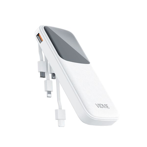 Vidvie PB758 Power Bank 10 000 mAh - Built-In 4 Cables &amp; LED Display