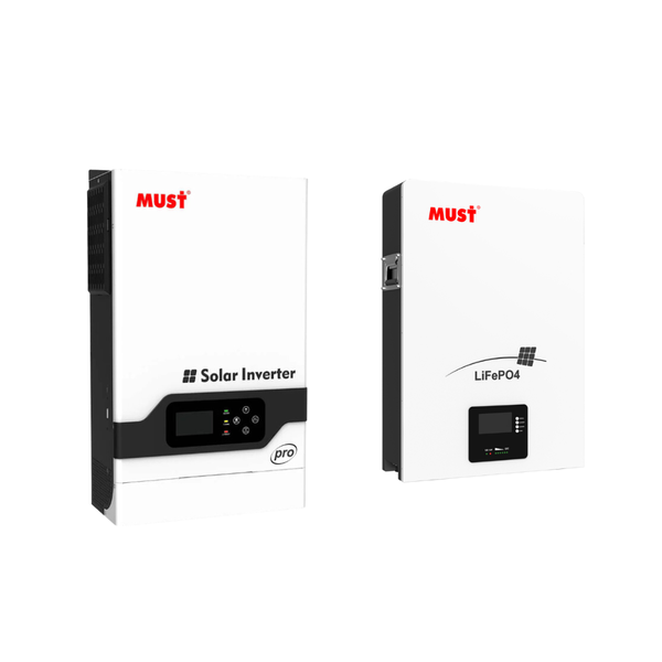 5.2KW MUST Hybrid Inverter &amp; 5.12kWh LITHIUM Battery (48V - 100Ah)